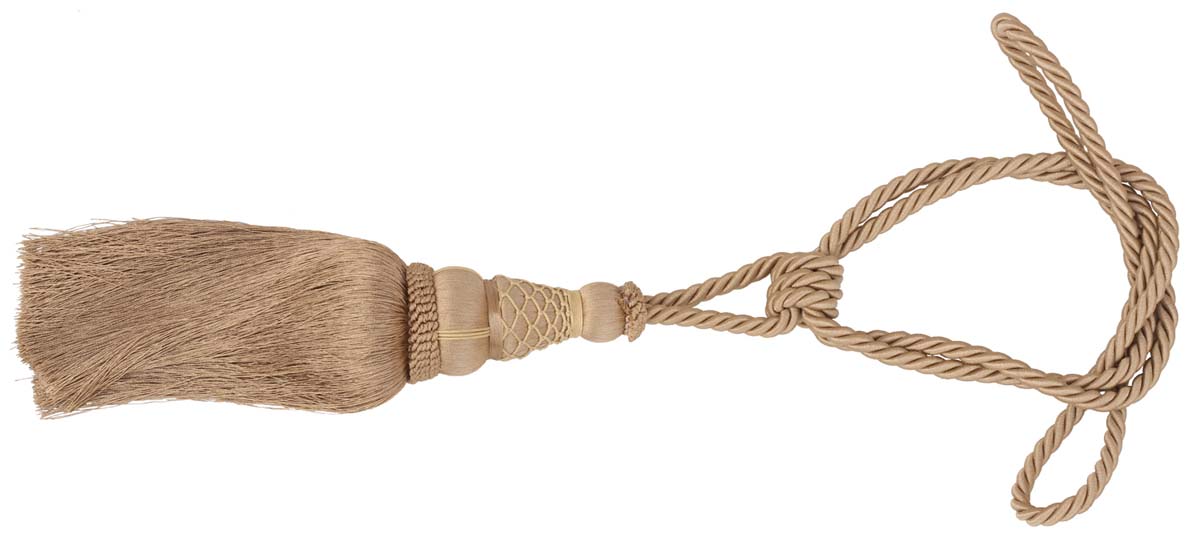 Curtain Tie Backs with Tassels - Drab Color - Rayon Cord-Style Drapery Holdbacks with Thread Beads & Woven Trimmings - Home Decor Furnishings & Supplies - Buy in Bulk Wholesale